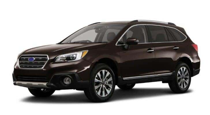 A brown 2017 Subaru Outback Touring is angled left.
