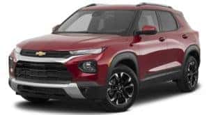 A red 2023 Chevy Trailblazer is shown from the front at an angle.