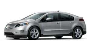 A silver 2014 Chevy Volt is angled left.