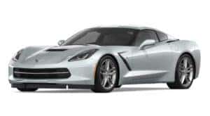 A silver 2018 Chevy Corvette is angled left.