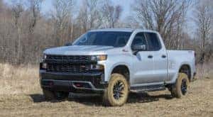 A grey 2020 Chevy Silverado 1500 Z71 Trail Boss is shown from the front at an angle after leaving a Columbus OH Chevy truck dealer.