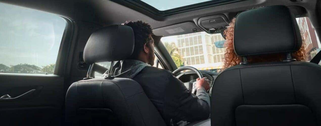 The black interior of a 2024 Chevy Blazer is shown.