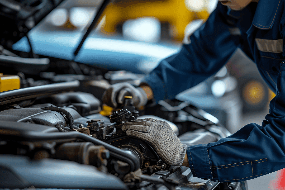 mechanic under hood