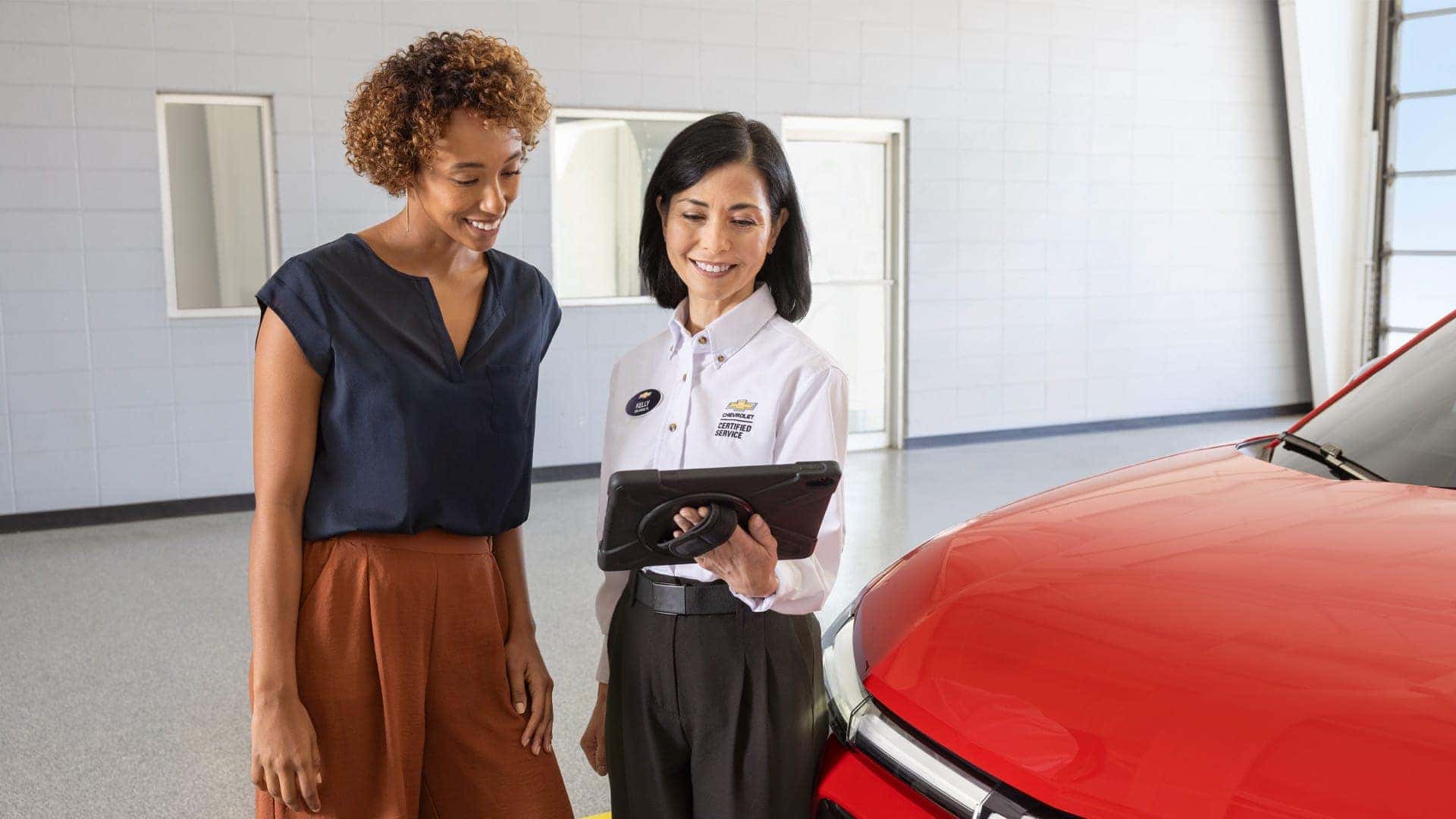 Service rep with customer