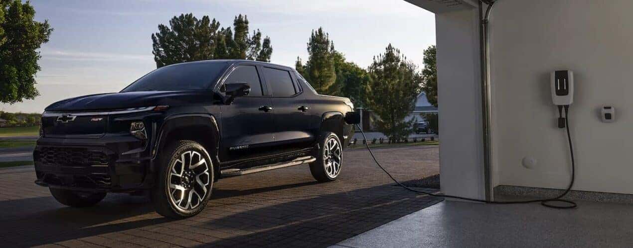 A black 2024 Chevy Silverado EV.