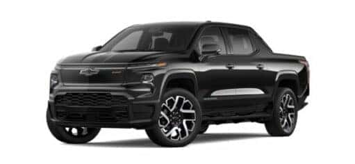 A black 2024 Chevy Silverado EV is angled left.