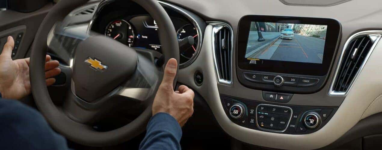 A close-up of the gray dash in a 2025 Chevy Malibu is shown.