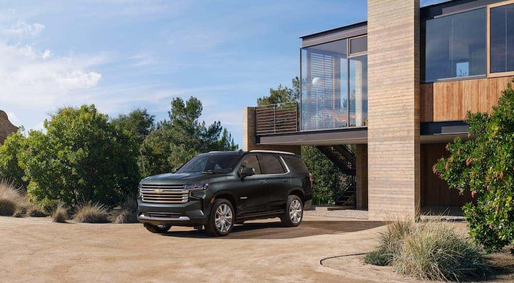 A grey 2022 Chevy Tahoe is shown awating a mobile mechanic near me.