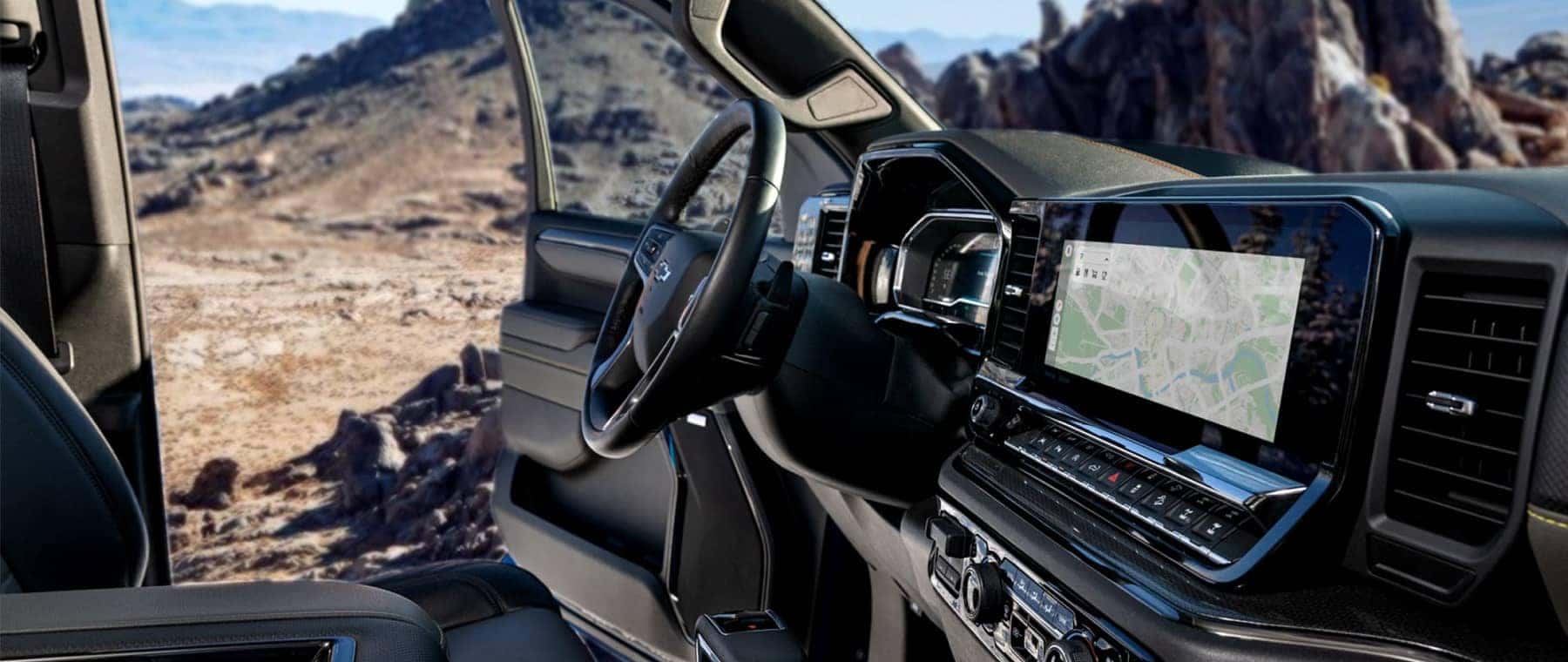 Infotainment screen in a 2025 Chevy Silverado 1500.