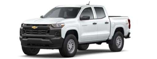 A white 2025 Chevy Colorado WT is angled left.