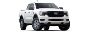 A white 2025 Ford Ranger is angled right.