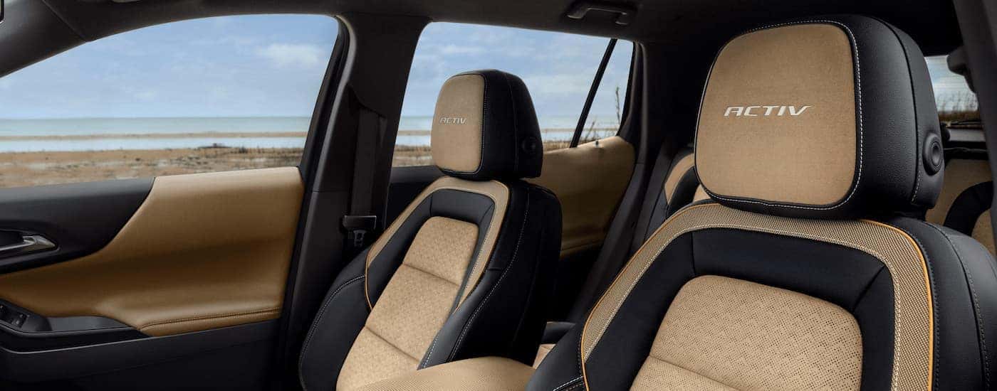 Black and tan seats in a 2025 Chevy Equinox ACTIV.
