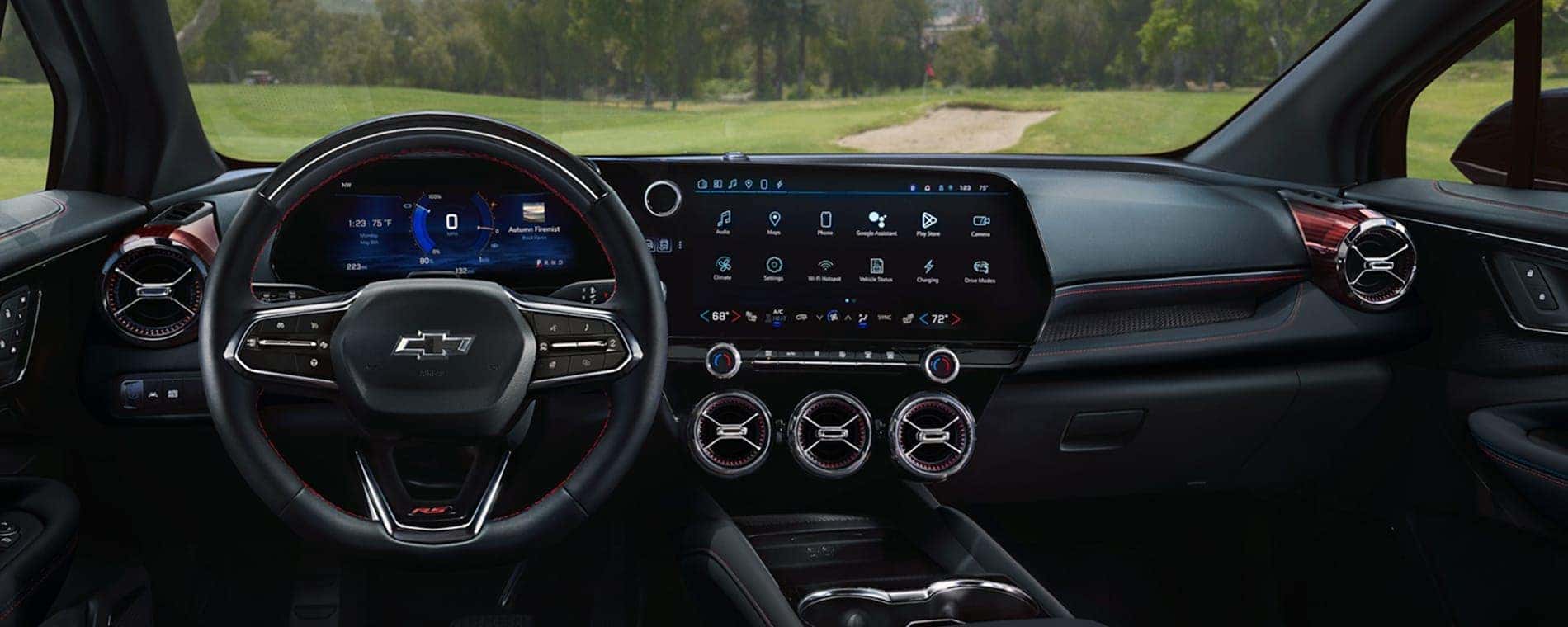 Black dash in a 2025 Chevy Blazer EV RS. 