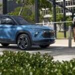 Parked blue 2026 Chevy Trailblazer RS.