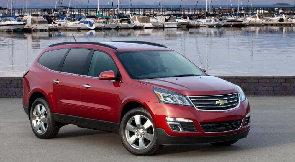 A red 2016 Chevy Traverse.