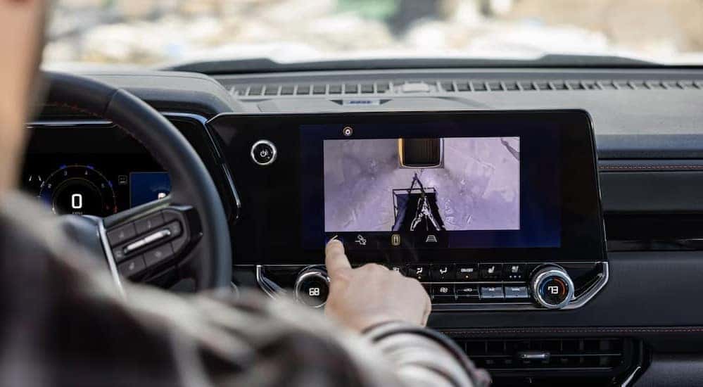 Close-up of the infotainment screen in a 2025 Chevy Colorado.