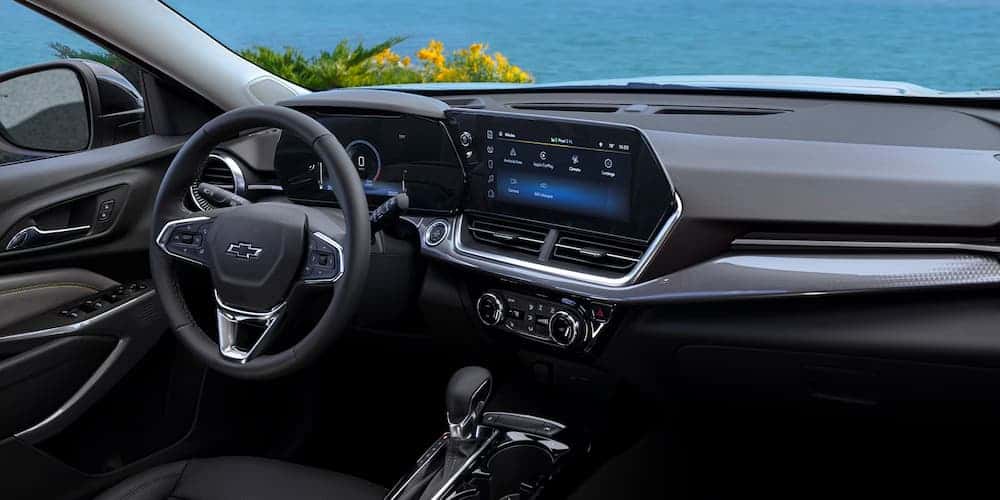 Black interior of a 2026 Chevy Trax.
