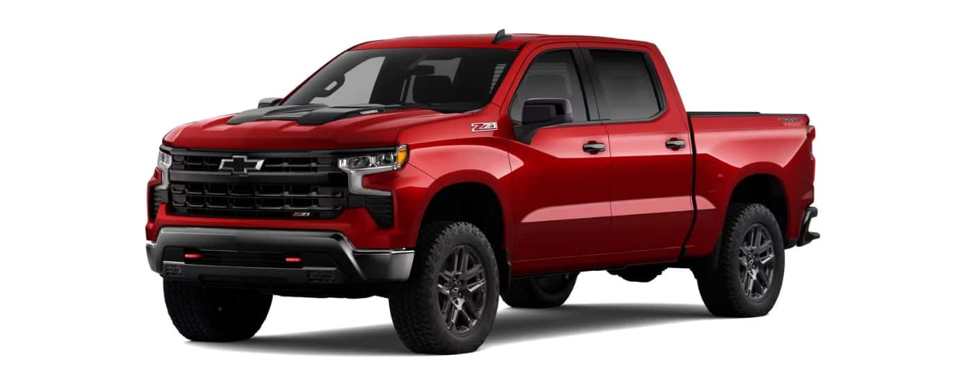 Red 2026 Chevy Silverado 1500 LT Trail Boss angled left