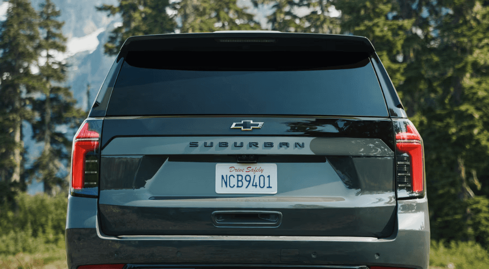 Trunk of a green 2026 Chevy Suburban for sale