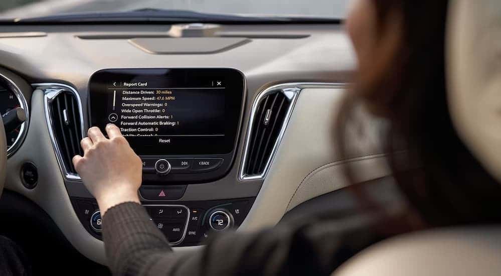 Infotainment screen in a Chevy vehicle.