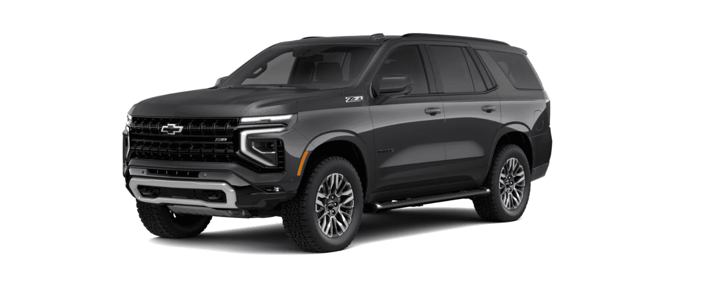 Black 2026 Chevy Tahoe Z71 leaning left