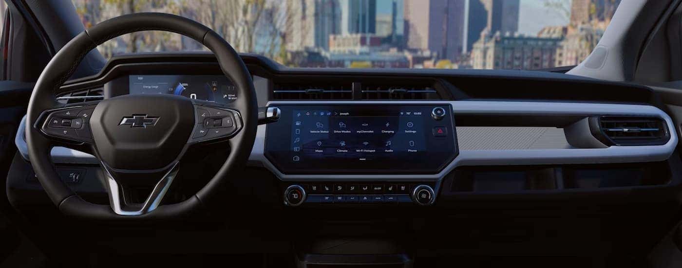 Black dash in a 2027 Chevy Bolt.