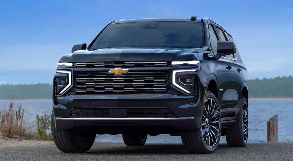 Black 2026 Chevy Tahoe parked by water