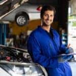 A technician at a GMC service center.