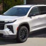 White 2026 Chevy Traverse parked on a driveway.