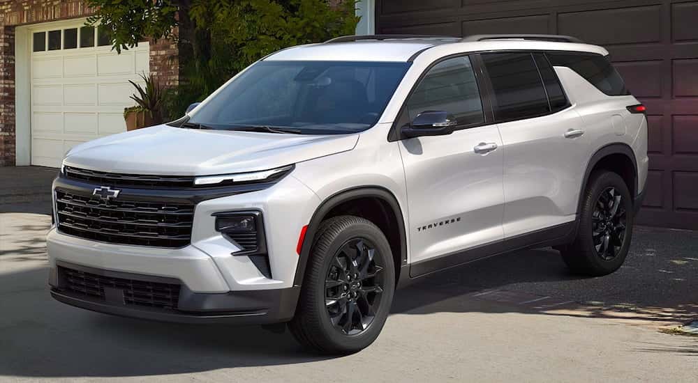 White 2026 Chevy Traverse parked on a driveway.