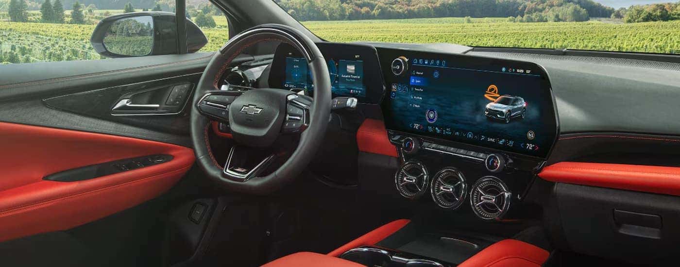Black and red interior of a 2026 Chevy Blazer EV