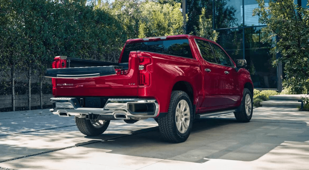 Red 2026 Chevy Silverado 1500 with the multi-flex bed