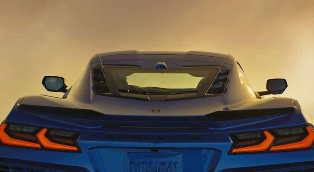 Blue 2026 Chevy Corvette E-Ray rear view
