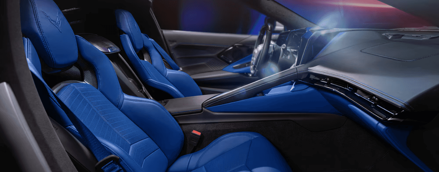 Blue interior of a 2026 Chevy Corvette E-Ray