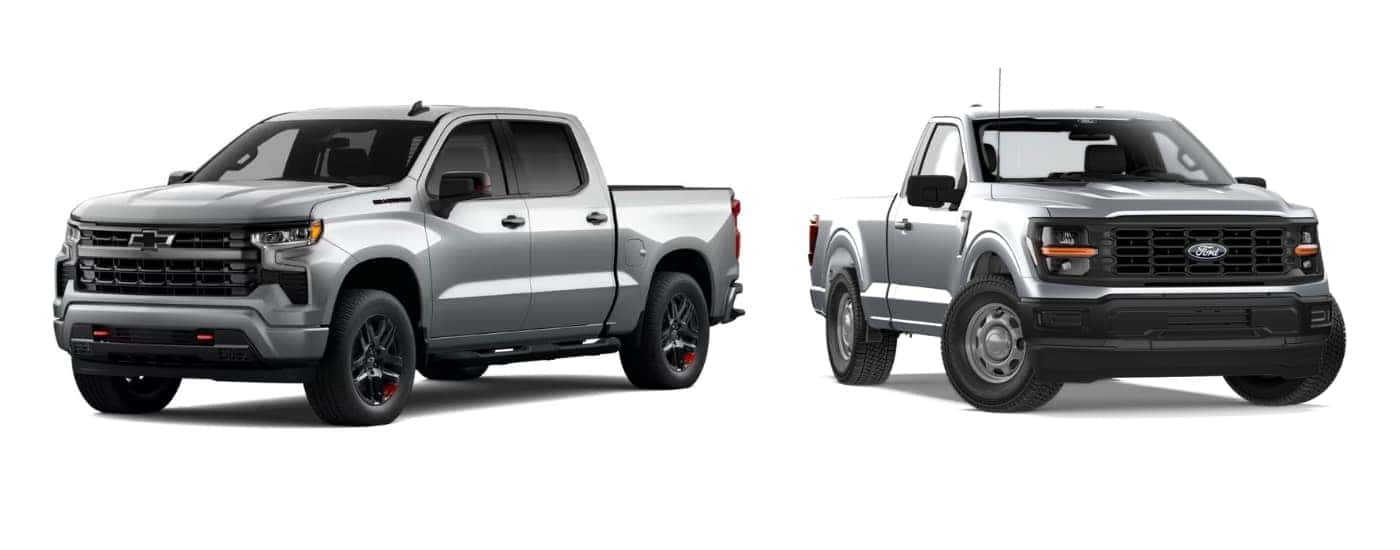 Silver 2026 Chevy Silverado 1500 RST Redline vs a silver 2026 Ford F-150 XL
