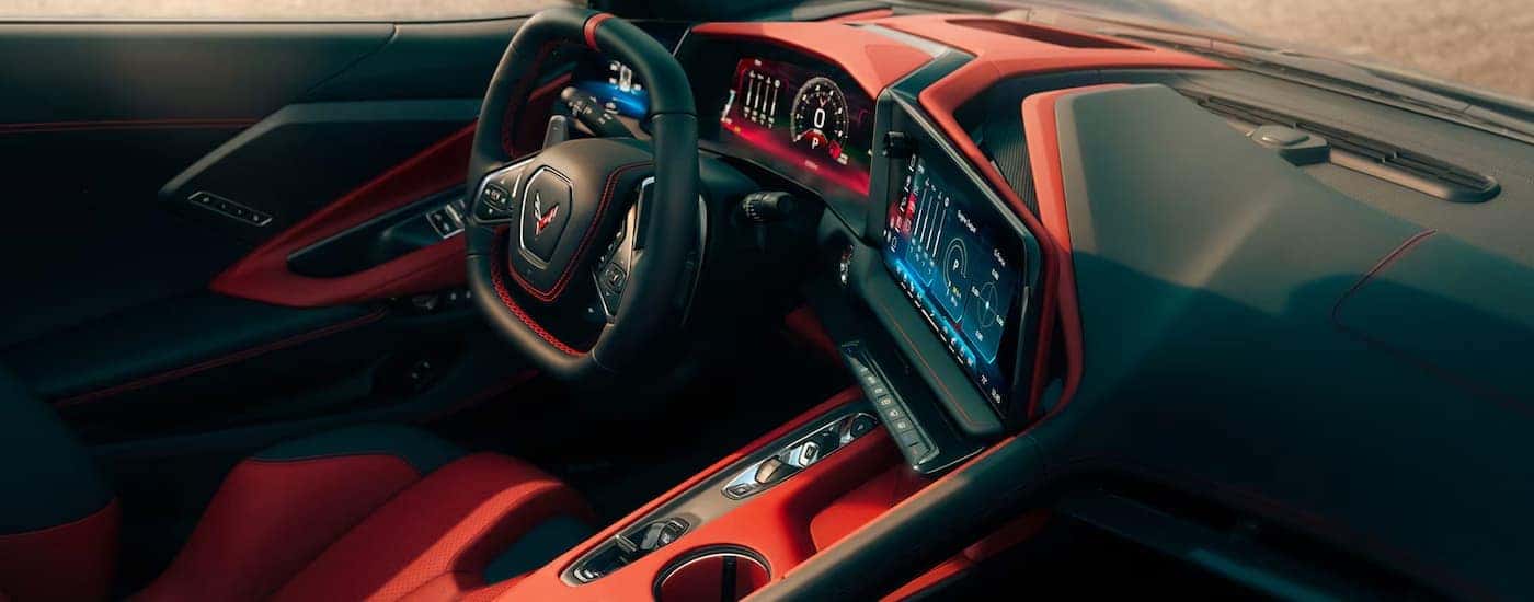 Red interior inside a 2027 Chevy Corvette Stingray