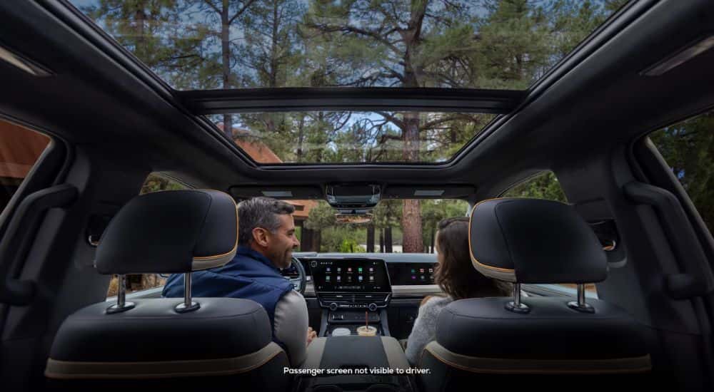 Interior and moonroof of a 2027 Chevy Silverado 1500