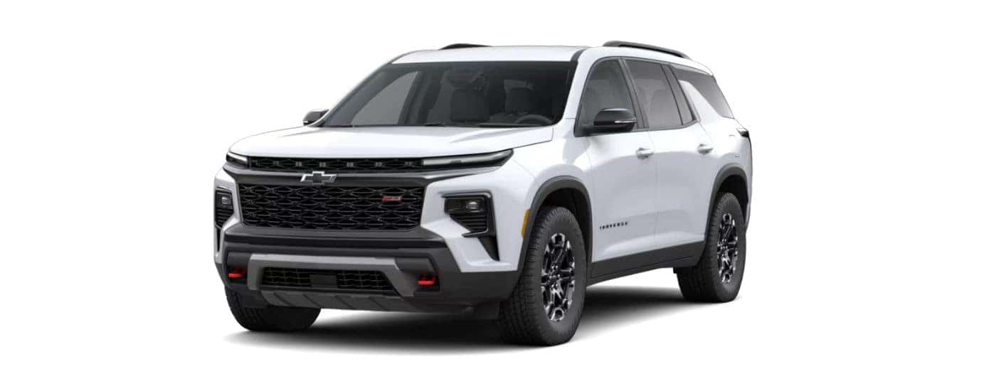 A white 2027 Chevy Traverse angled left.