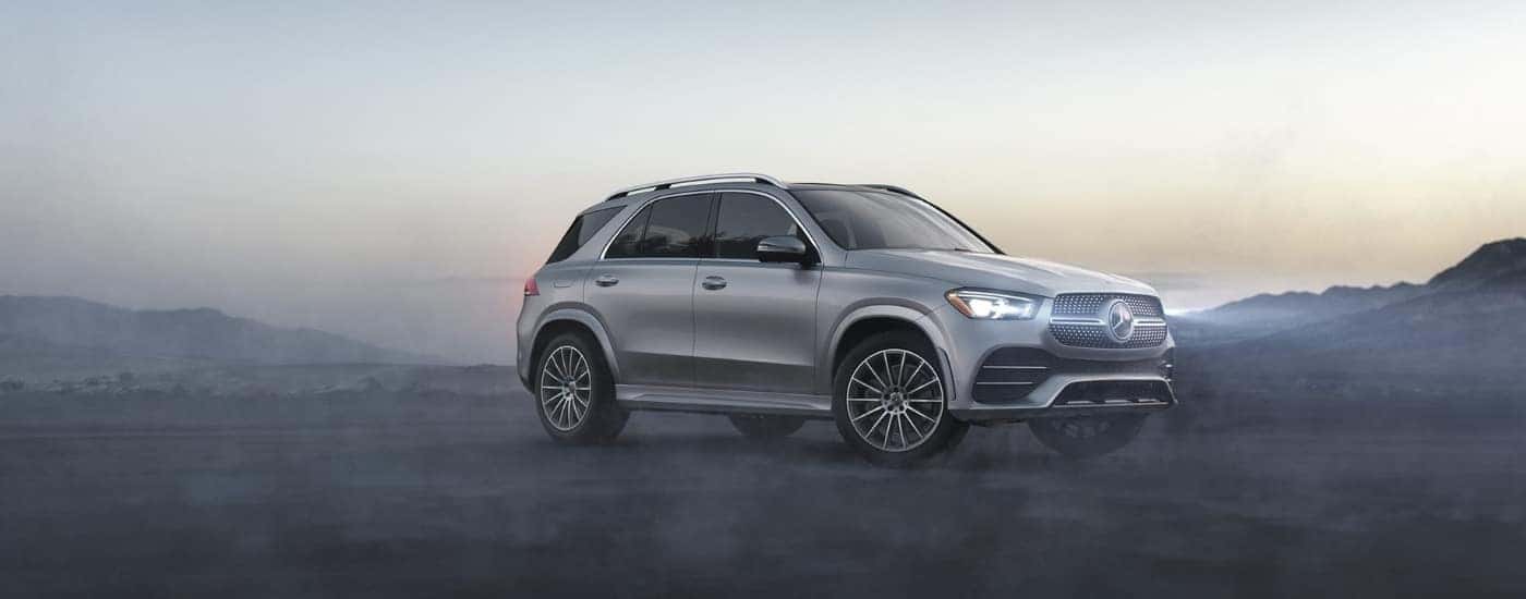 Silver 2020 Mercedes-Benz GLE parked off-road