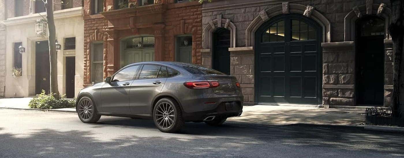 Grey 2023 Mercedes Benz GLC parked on a city street