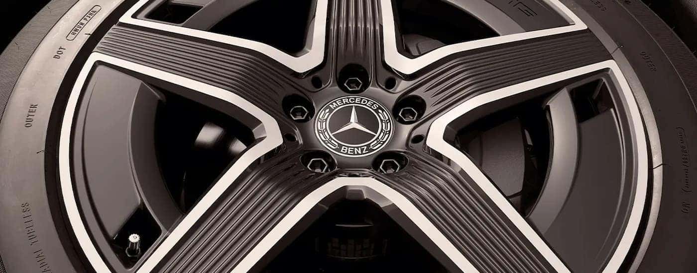 Black and silver accented rim on a 2026 Mercedes-Benz GLA