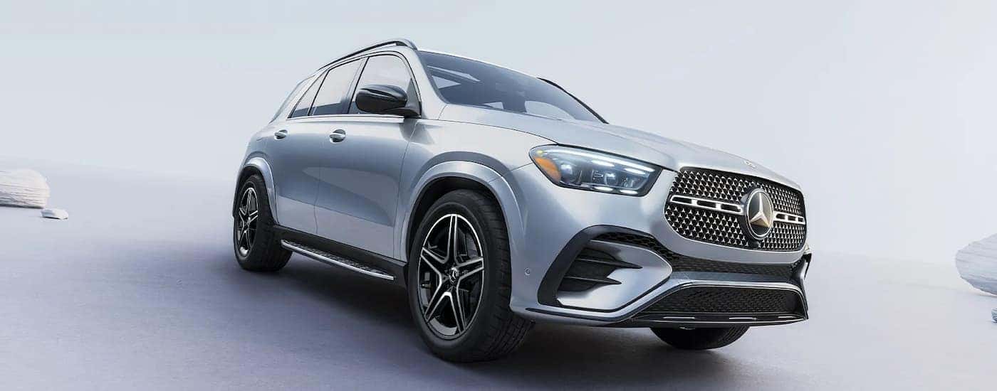 A silver 2026 Mercedes-Benz GLE 350 SUV parked from a dealer near Lynchburg