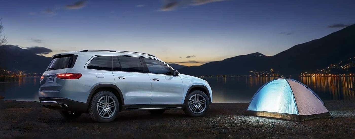 A white 2024 Mercedes-Benz GLS for sale in Richmond from the side.