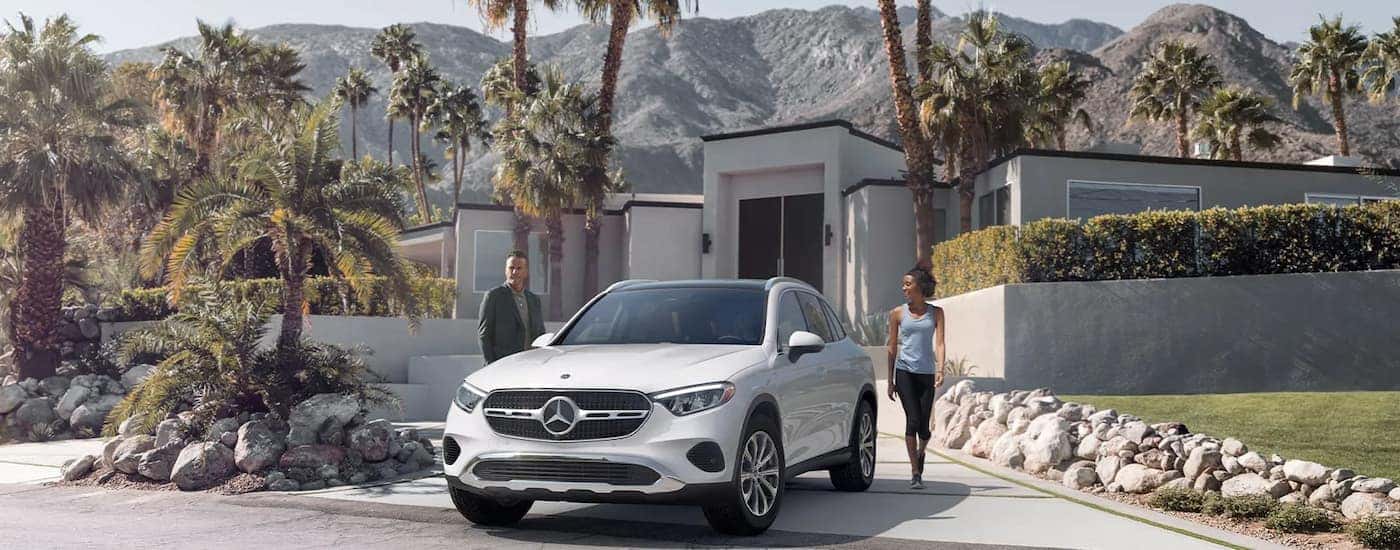 White 2026 Mercedes-Benz GLC 300 parked on a driveway.