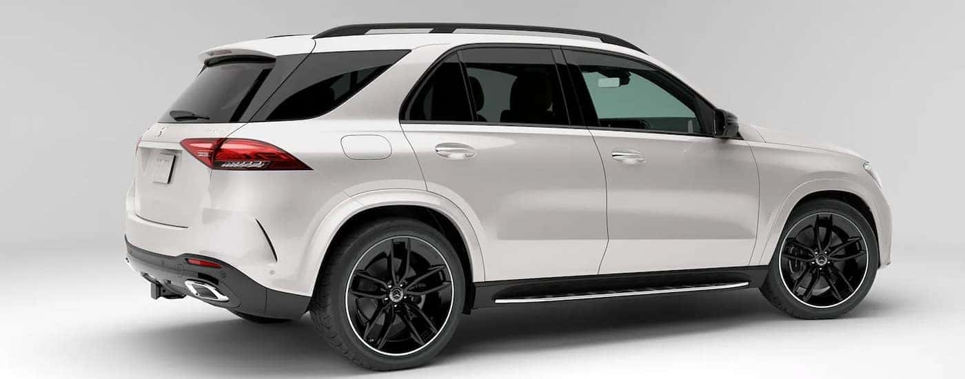Rear of white 2026 Mercedes-Benz GLE 450 4MATIC parked.