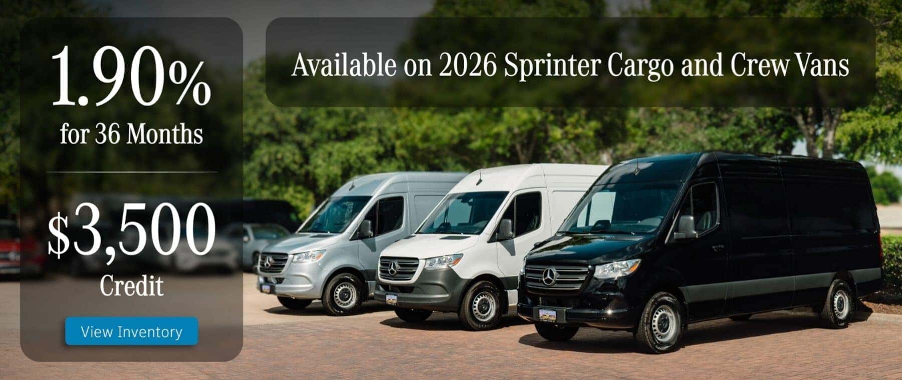 2026 Sprinter Cargo Van 1.90% for 36 mo. + $3,500 Credit Available at Mercedes-Benz of Sugar Land
