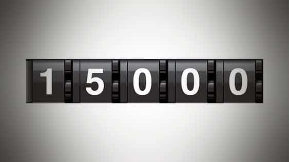Odometer listing 15,000 miles
