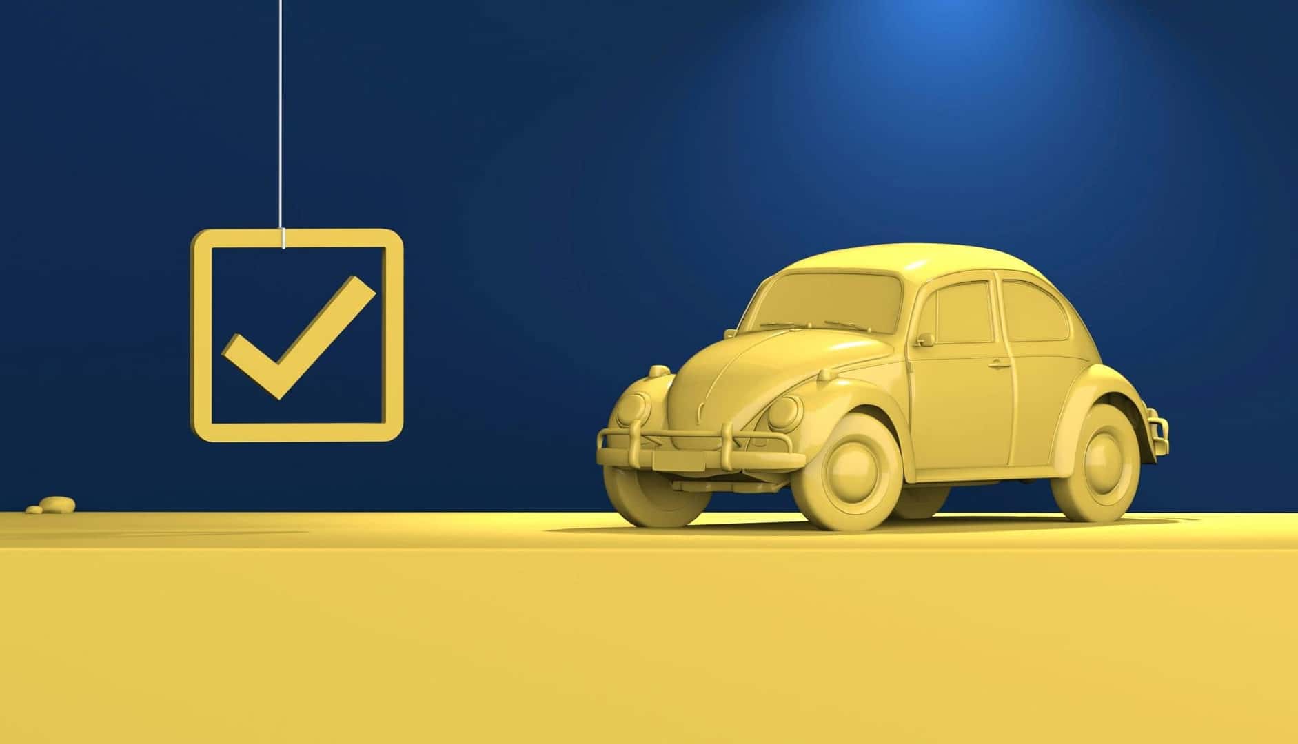 Car and check mark graphic