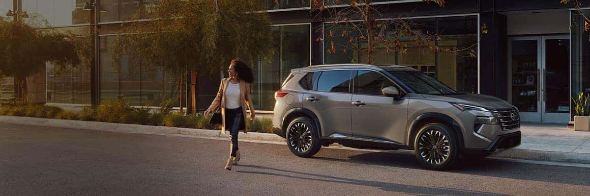 2026 Nissan Rogue Parked on a Street on a Fall Day