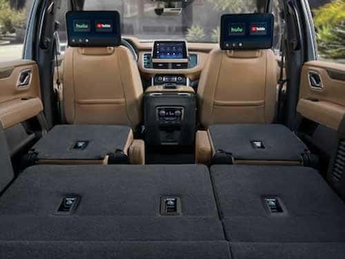 2023 Chevy Suburban view of middle and back seats folded down